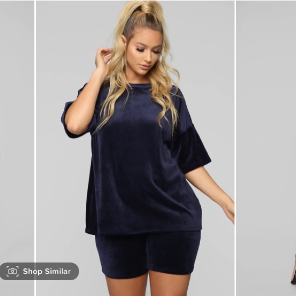 Fashion Nova navy oversized velour top - Picture 1 of 15